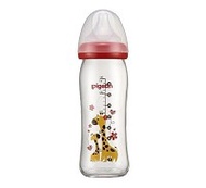 貝親 PIGEON 寬口母乳實感彩繪玻璃奶瓶240ml-長頸鹿