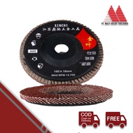 Xinchi Amplas Susun 4 inchi Besi Kayu Flap Disc 100x16mm Mata Batu Amplas Gerinda Bulat Batu Grinda 