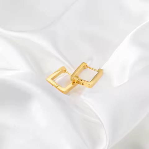LUXUSTEEL Classic Design Titanium Stainless Steel Hoop Earrings Rectangle Square Triangle Earrings C