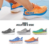 H-0-K-A clifton 9 2e Jogging Shoes Road Running Black White Mist Gray Castle Blue Vitality Orange Wi