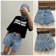 Denim Shorts Women Shorts Shorts for Women Front Small Split Back Four-Pocket Denim Shorts 9486