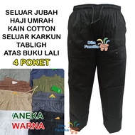 Seluar Jubah 4 Poket Lelaki Kurta Haji Umrah Karkun Tabligh Solat Kain Cotton Tebal Size S-5XL Panja