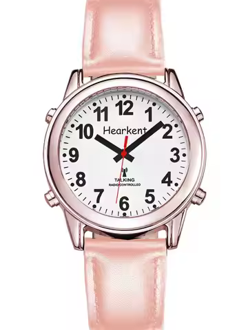 Hearkent English Talking Watch for Blind Quartz Watch Clock Women Digital Dial Wrist Watch with Leat