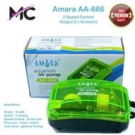 Aquarium Aerator 2 Holes Amara AA 666 Air Pump Bubble Oxygen Hydroponic Airator Pump Fish Aquascape 