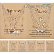 BN 3Pcs/Set Cardboard Star Zodiac Sign Pendant 12 Constellation Charm Gold Necklace Aries Cancer Leo