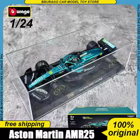 New In Stock Bburago 1:24 Aston Martin Amr25 #14 #18 Fernando Alonso F1 Formula 1 Diecast Racing Car