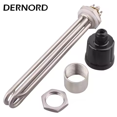 DERNORD 3KW/4.5KW/6KW/9KW/12KW 220V/380V Electric Heating Element for Water 1.5" Thread SUS304 Immer