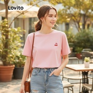 (trendy3)Lovito Casual Tshirt Spring/summer Pink Tshirt for Women L154ED336 Lovito T-helm Casuali Mu