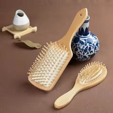 Wood Comb Professional Healthy Paddle Cushion Hair Loss Massage Brush Hairbrush Comb Scalp Hair Care