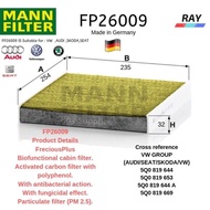 MANN FP26009,FreciousPlus Biofunctional cabin filter,AUDI A3 + Cabriolet (8VA/8VS/8V7) Q2 (GA) Q3 (F