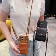 Samsung Crossbody Lanyard Leather Wallet Case for Samsung S24 S25 Ultra S23 S22 Plus S21 S20 Note 20