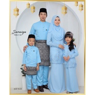 (BABY BLUE) SET FAMILY RAYA 2022. BAJU RAYA SEDONDON IBU ANAK. SET IBU AYAH DAN ANAK. KURUNG MODEN S