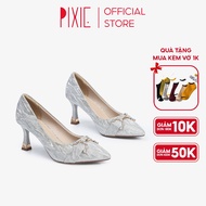 Giày Cao Gót 7cm Kim Tuyến Phối Khóa Pixie H125