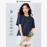 GIORDANO ผู้หญิง เสื้อยืด Easy Care Stretchy Simple Basic Tee Crewneck Loose Short Sleeve Summer Fa