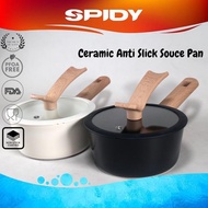 PREMIUM SPIDY Milk Pot with Tempered Glass Lid 16cm Non-Stick Ceramic