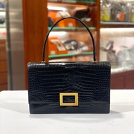 95%NEW二手HERMES PIANO MODERNIST CROCODILE VINTAGE 黑色野生鱷魚皮金扣 #愛馬仕中古包