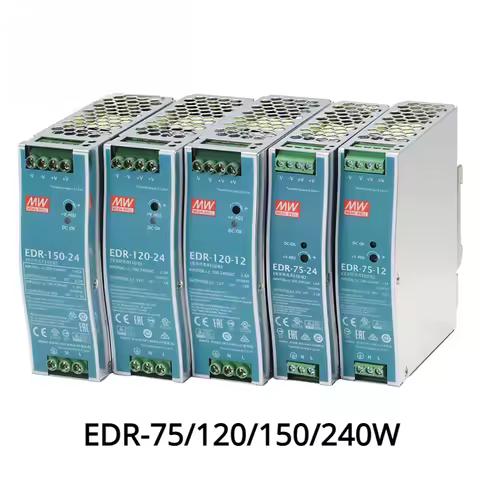 EDR-75 Industrial DIN Rail Switching Power Supply EDR-120-12 75W 120W 240W 12V 24V 48V AC Single Out