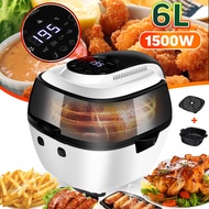 【 Ready Stock】1500W 6L Health Fryer Cooker Smart Touch LCD Airfryer Pizza Oil free Air Fryer Mult