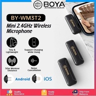 BOYA BY-WM3T2-D/U Wireless Microphone Noise Cancellation Mini Lapel Mic for Smartphone Laptop Tablet