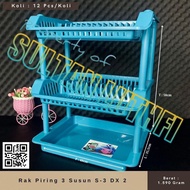 3-tier plastic dish rack DX 3-tier dish rack rak pinggan mangkuk rak dapur