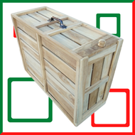 กล่องใส่ไก่ชน,กล่องไก่,กล่องใส่สัตว์เลี้ยงไม้สัก ขนาด 23x40x60 cm งานดิบ ไม่ทำสี