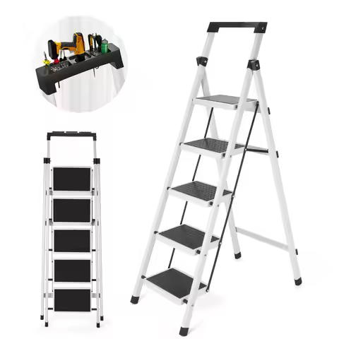 Step Ladder, Folding Step Stool, Heavy-Duty Step Ladder Stool with Handrail Wide Pedal, Anti-Slip St