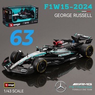 Bburago 1:43 Mercedes-AMG Petronas F1 Team W15 2024 #44 Hamilton #63 George Russell Alloy Car Die Ca