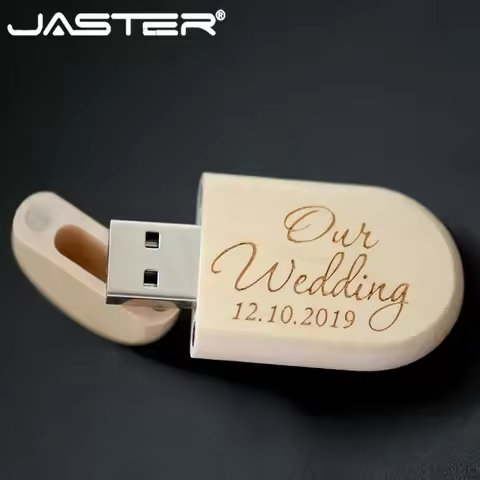 JASTER Customized Logo USB Flash Drive Wooden Creative Gift Pendrive 64GB 32GB 8GB 16GB Pen Drive 32