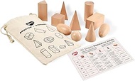 3D Shapes Guess Game - Solid Figures Geometry Miniature Set in Mystery Bag - Wooden Montessori Toys 