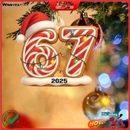 [WC]✧Christmas Pendant Striped Print Number 6 7 Charm 2D Acrylic Hanging Pendant Party Home Festive 