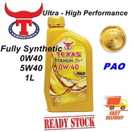 TEXAS Titanium Fully Synthetic PAO 0W40 / 5W40 1L Ultra - High Performance Engine Oil 1L (Gold)