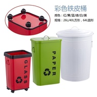 Classification Round Tin Can with Wheels 2U8K Fruit Recyclable Storage Bin Small Area Large Paint Tr