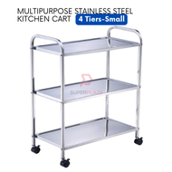 4 Tiers Small Multifunctional Stainless Steel Kitchen Cart Side Table Serving Trolley Food Serving Cart