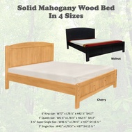 HENLEY Mahogany Solid Wooden King / Queen / Super Single &amp; Single Size Bed Frame In Cherry &amp; Walnut Color