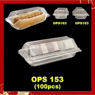 OPS 153 / OPS 163 - BENXON LONG Tray with Lock [ 100pcs± ] Bakery Disposable Clear Food Box - Hot Do
