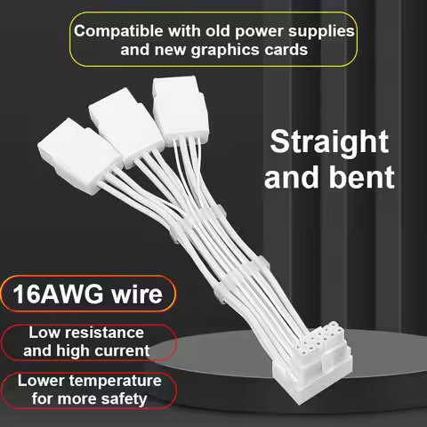 2X8PIN 3X8PIN 4X8PIN to 16Pin（12+4）Adapter Cable 16AWG PCIE5.0 12VHPWR 90 Degree Elbow Graphics Card