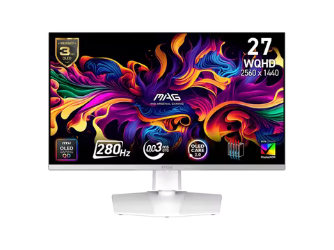MSI 27" QHD 2K 1440P 280Hz with FreeSync Premium Pro & G-Sync Compatible 0.03ms HDR400 USB-C White O
