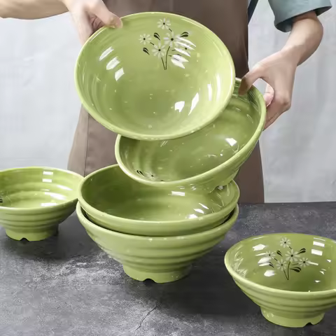 7/8/9Inch Melamine Noodle Bowl Thickened Flower Large Bowl Break-resistant Soup Bowl Plastic Food Ho