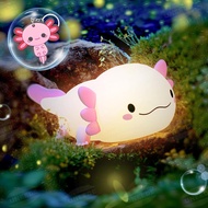 UNEEDE Axolotl Night Light for Kids with Axolotl Keychain,Animal Silicone Nursery Night Lamp, Rechar