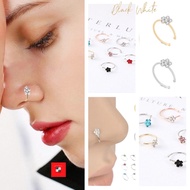 Nose Ring Stud Flower Iride Crystal Gold/Silver(NRF244)