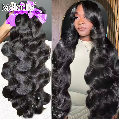 Melodie Body Wave 28 30 40 Inch Indian Remy Raw Virgin Unprocessed 100% Human Hair Water Wave Extens