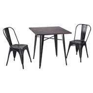 Tekkashop LODT2067 Modern Trend Simple Square Wood Top Dining Table with Metal Chair Meja Makan