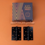 Engsel pintu Rumah E 4" inchi Lobang baut 4" inch x 3" in tebal 24 mm AXL tahan karat Black nickel H