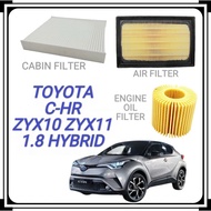 (SET) FILTER TOYOTA C-HR ZYX10 ZYX11 1.8 HYBRID ENGINE 2ZR-FXE CHR OIL FILTER AIR COND CONDITIONER C