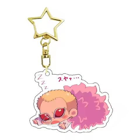 Acrylic Key Ring for One Piece Donquixote Doflamingo Chibi Version Anime Peripheral Backpack Acrylic