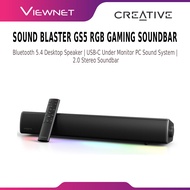 Creative Sound Blaster GS5 RGB Gaming Soundbar | Bluetooth 5.4 Desktop Speaker | USB-C | 2.0 Stereo