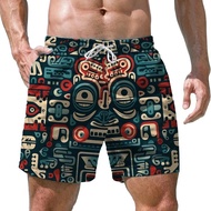 2025 New Fashion Hawaiian Tiki 3D Print Beach Shorts Casual Aloha Polynesia God Short Pants For Men