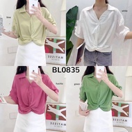 BL0835 Joey Knot Crop Shirt Blouse