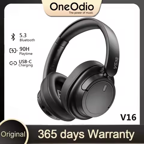 Oneodio EKSA V16 Wireless Bluetooth 5.3 Headphones 40mm Driver Headsets 90Hrs Playtime Over-Ear Blue