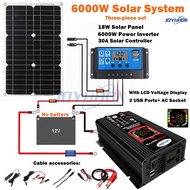 JOYUHON Solar Power Inverter System full set 18W Solar Panel With 6000W Power Inverter DC12V TO AC22